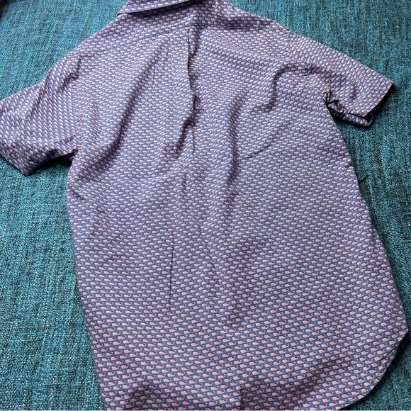Vinyard Vines Slim Fit Murray Button Up Shirt American Flag Whales Short Sleeve - Picture 2 of 5